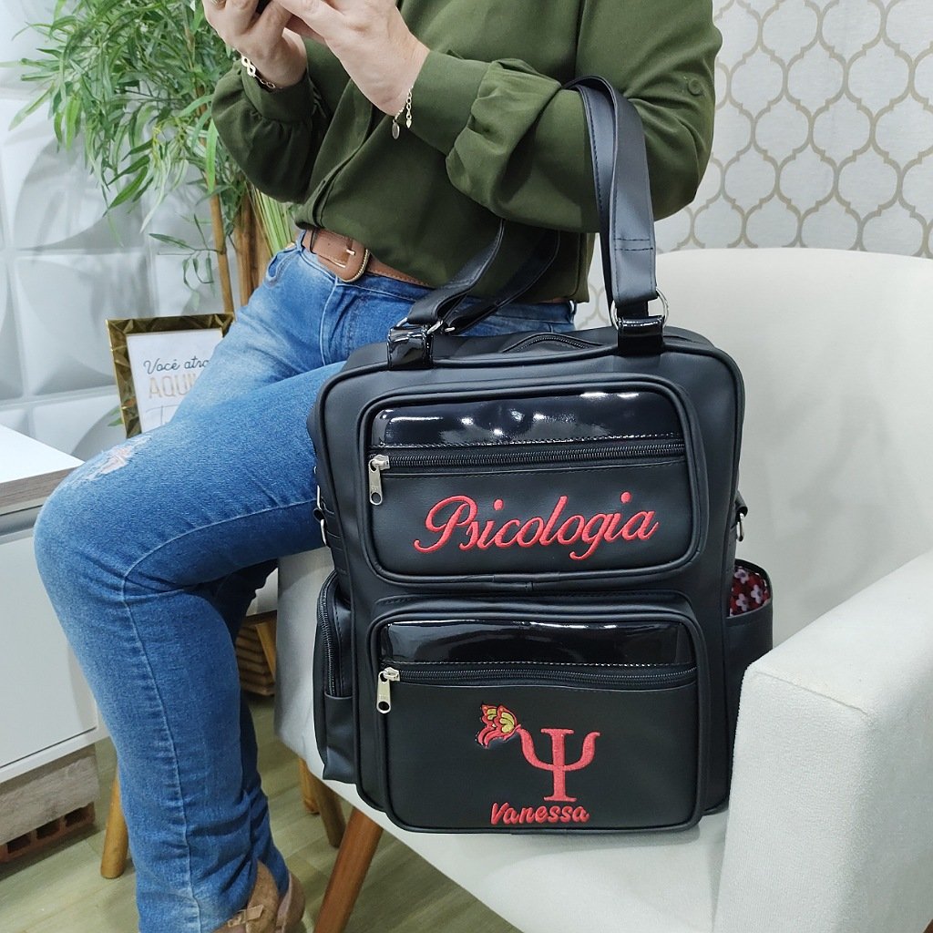 Bolsa Personalizada Psicologia Preta/Vermelha - Coutre Bolsas