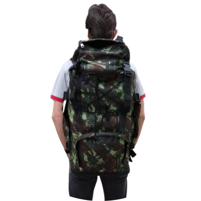 Mochila Cargueira Preta Viagem Camping Acampamento Trilha Reforçada 50L - Coutre Bolsas A mochila ideal para praticar esportes, para suas viagens chei