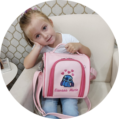 Lancheira Térmica Escolar Personalizada Personagem Rosa/Pink - Coutre Bolsas